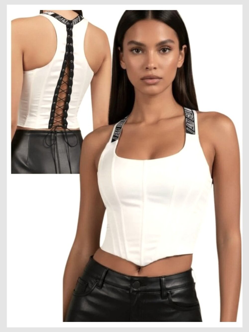 I.AM.GIA Siobhan Corset Top White Lace-Up Back Bustier S